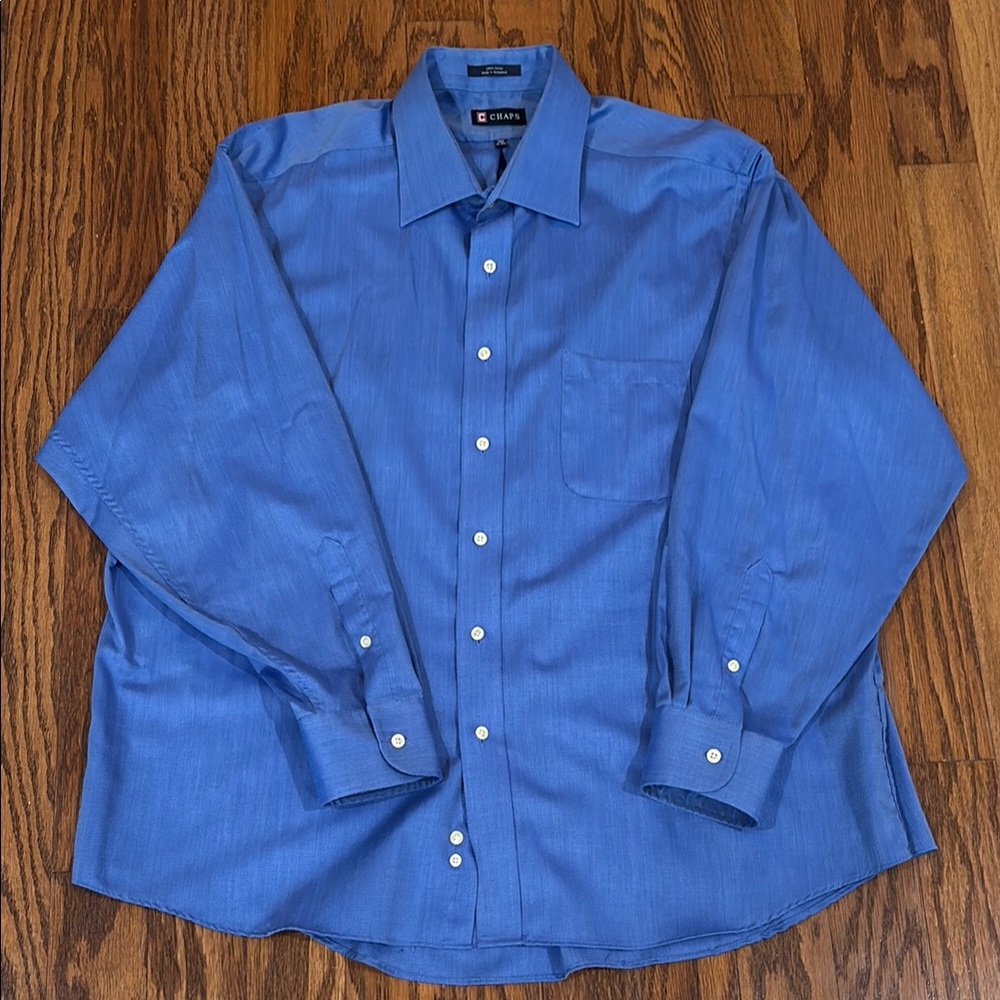 Men's, Chaps, Blue Long Sleeved Dress Shirt, Size XL, Neck 18-18.5
